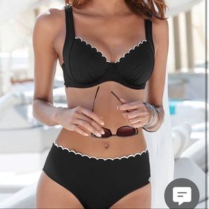 Black scalloped bikini NWT